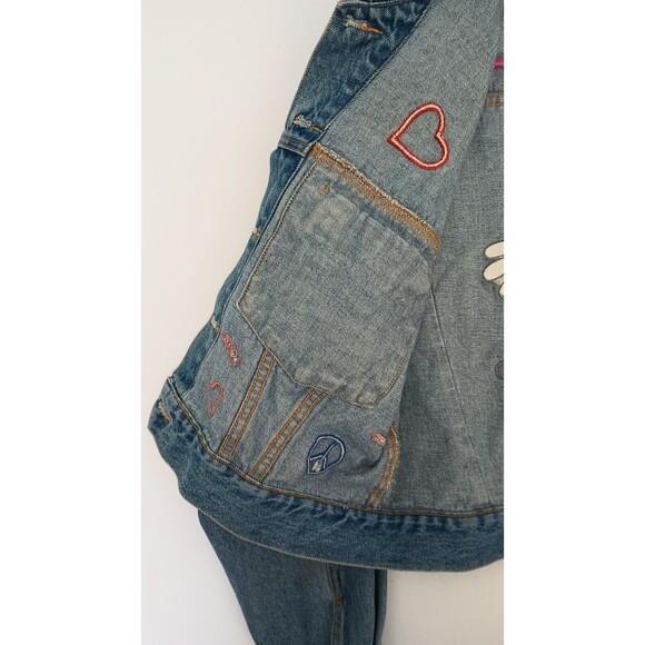 Vintage Disney Store Denim Jean Jacket Cropped Embroidered Mickey Mouse X-Large - Picture 8 of 16